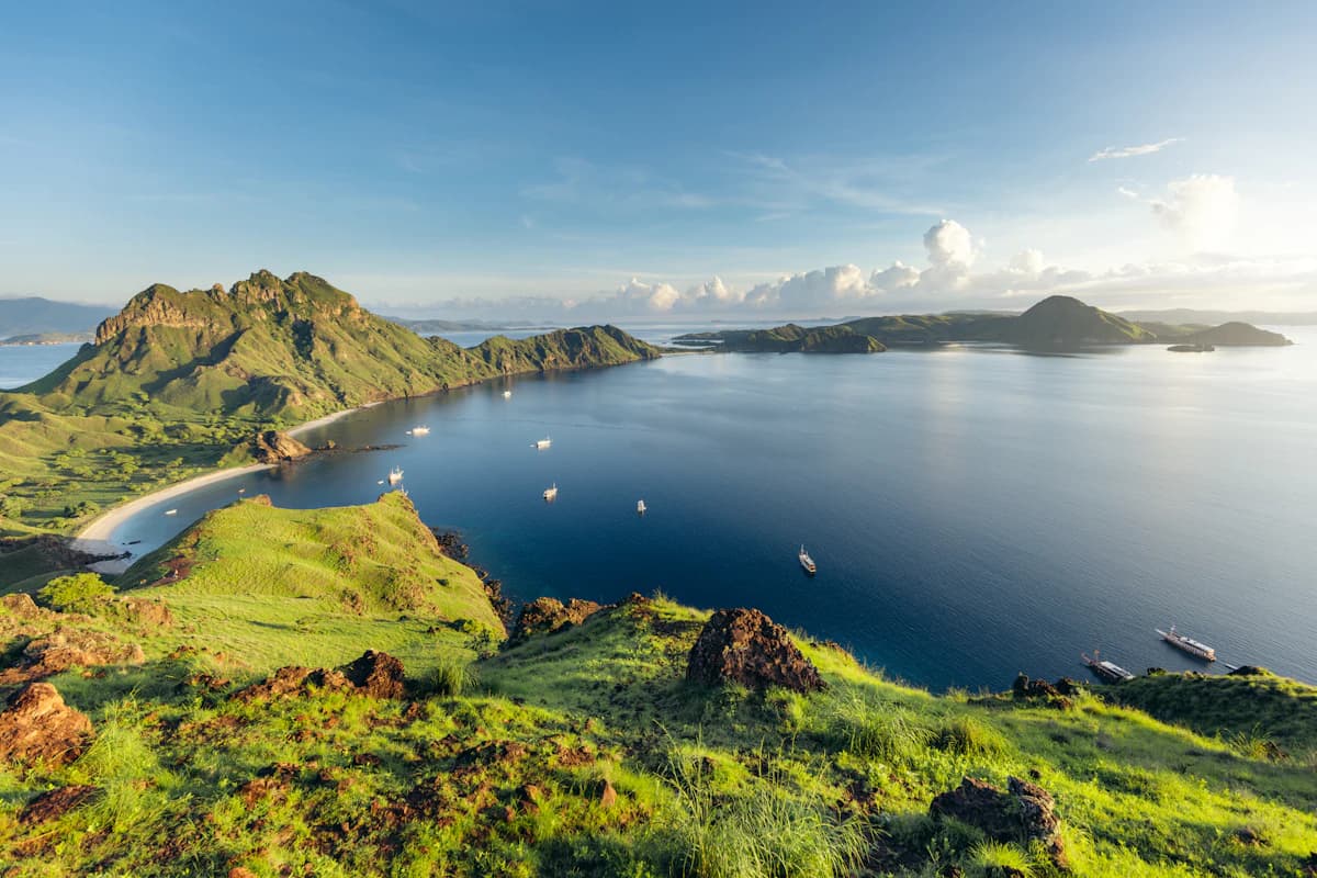 An aerial view of a large body of water