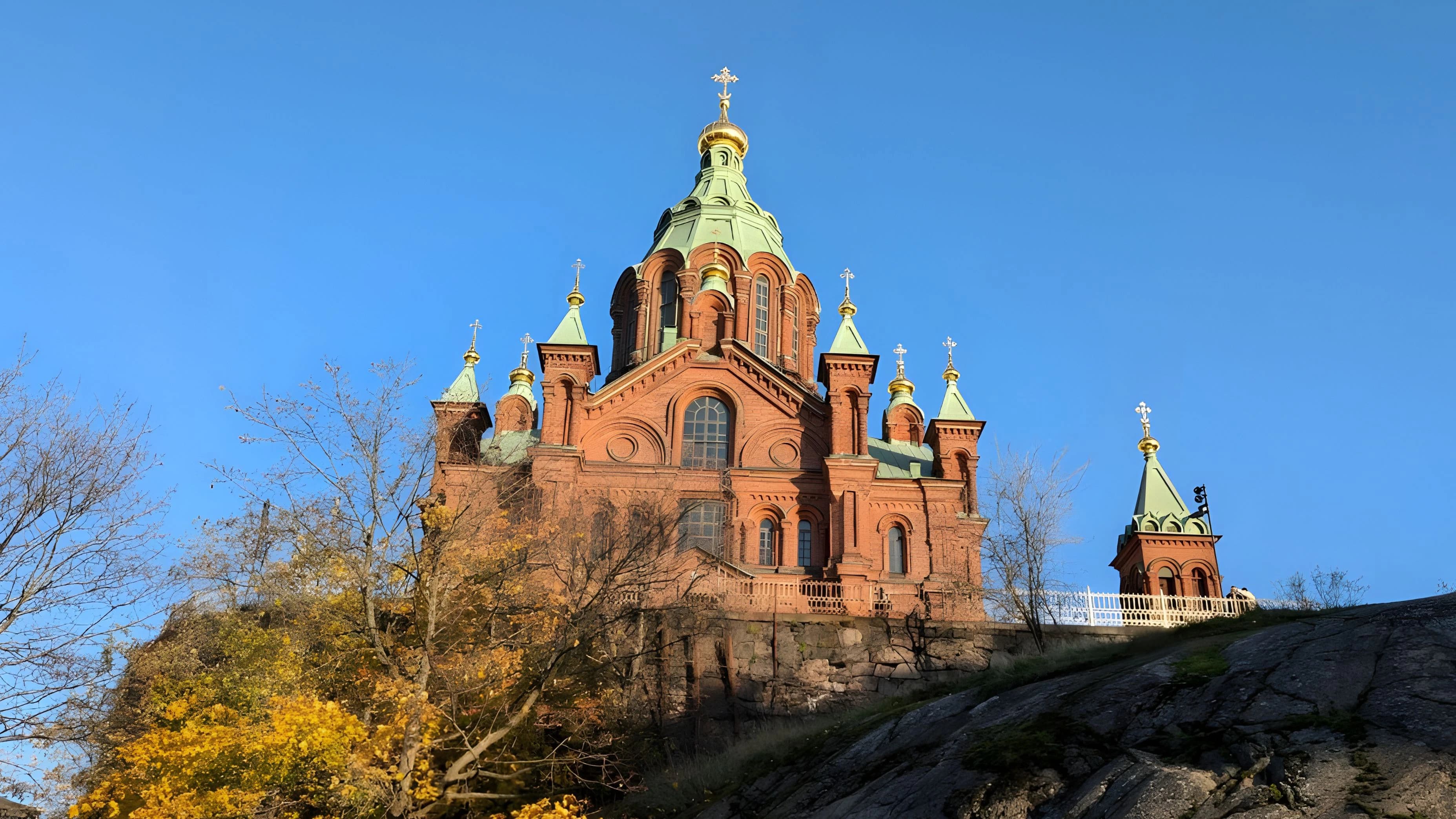 A very tall building sitting on top of a hill